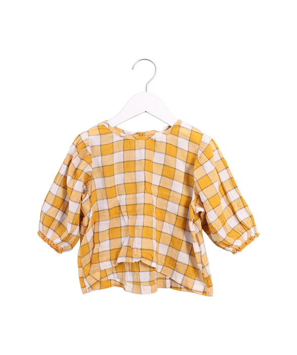 A Yellow Long Sleeve Tops from Seed in size 4T for girl. (Front View)