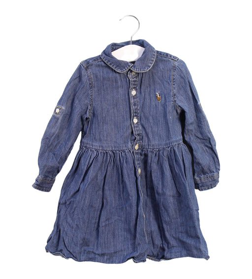 A Blue Long Sleeve Dresses from Ralph Lauren in size 12-18M for girl. (Front View)
