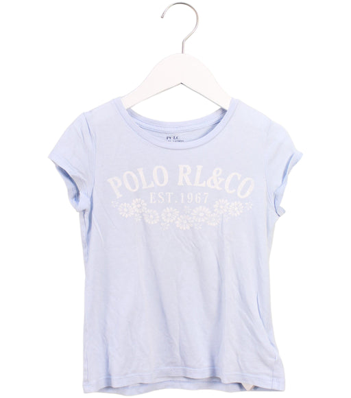 A White Short Sleeve T Shirts from Polo Ralph Lauren in size 5T for girl. (Front View)