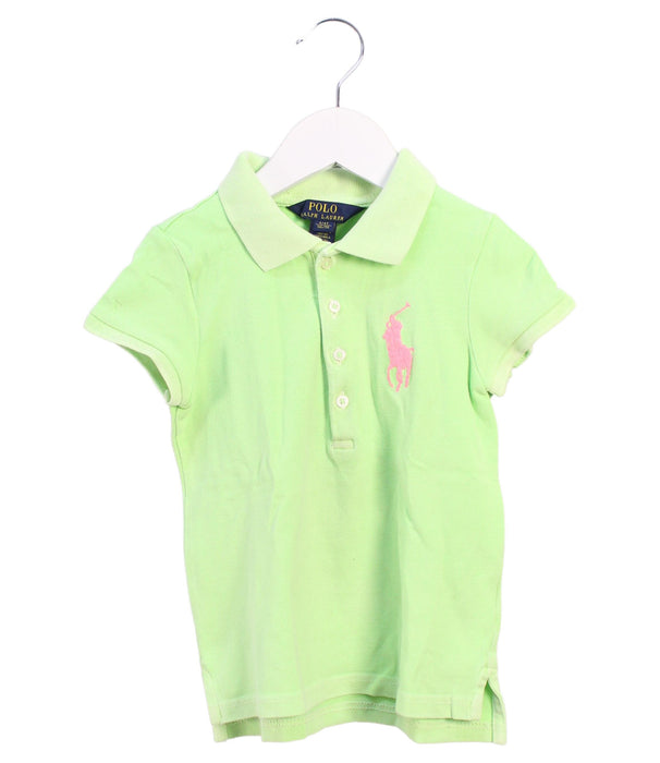 A Green Short Sleeve Polos from Polo Ralph Lauren in size 4T for girl. (Front View)