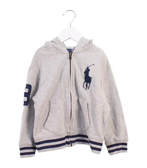 A Grey Zippered Sweatshirts from Polo Ralph Lauren in size 4T for boy. (Front View)