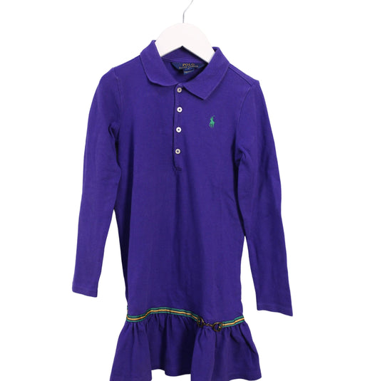 A Purple Long Sleeve Dresses from Polo Ralph Lauren in size 6T for girl. (Front View)