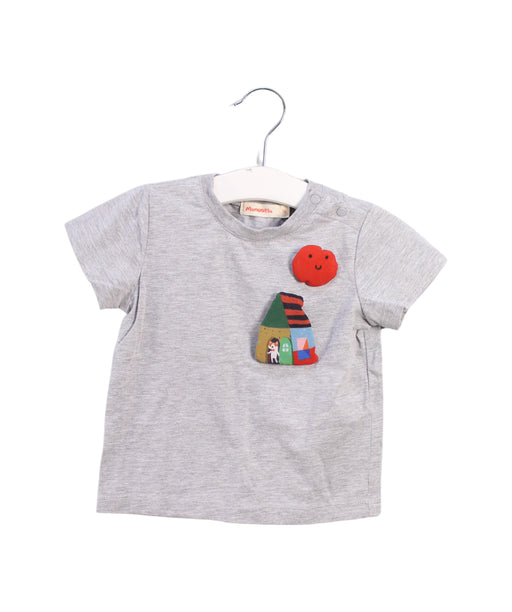 A Grey Short Sleeve T Shirts from Momonittu in size 3-6M for boy. (Front View)
