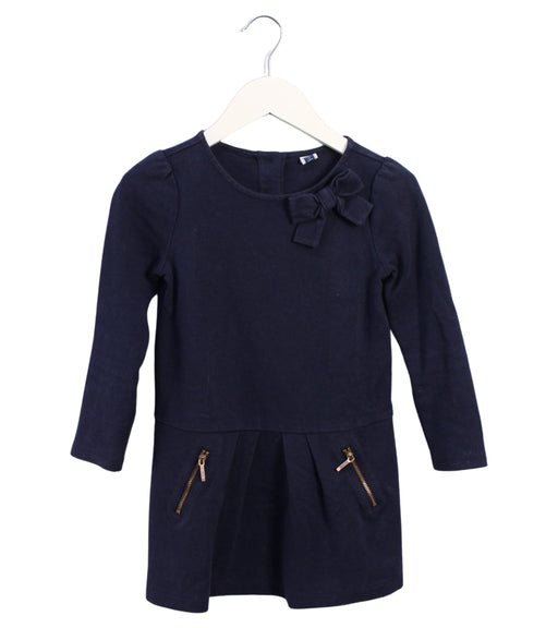 A Navy Long Sleeve Dresses from Janie & Jack in size 4T for girl. (Front View)