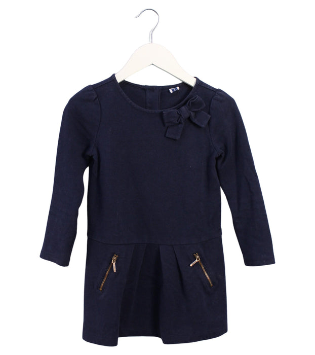 A Navy Long Sleeve Dresses from Retykle in size 4T for girl. (Front View)