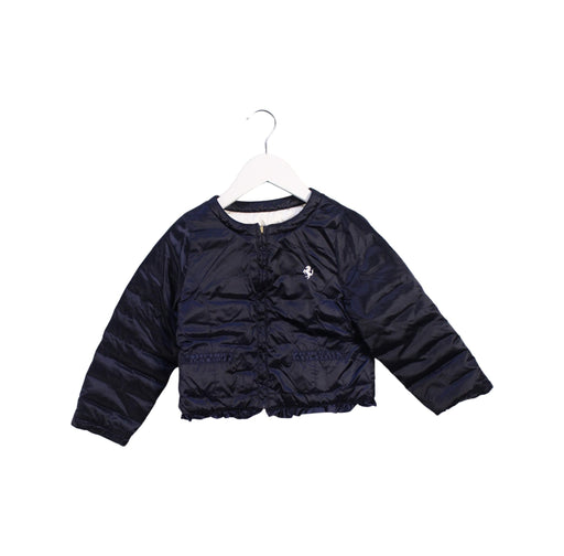 A Navy Puffer/Quilted Jackets from Ferrari in size 4T for girl. (Front View)