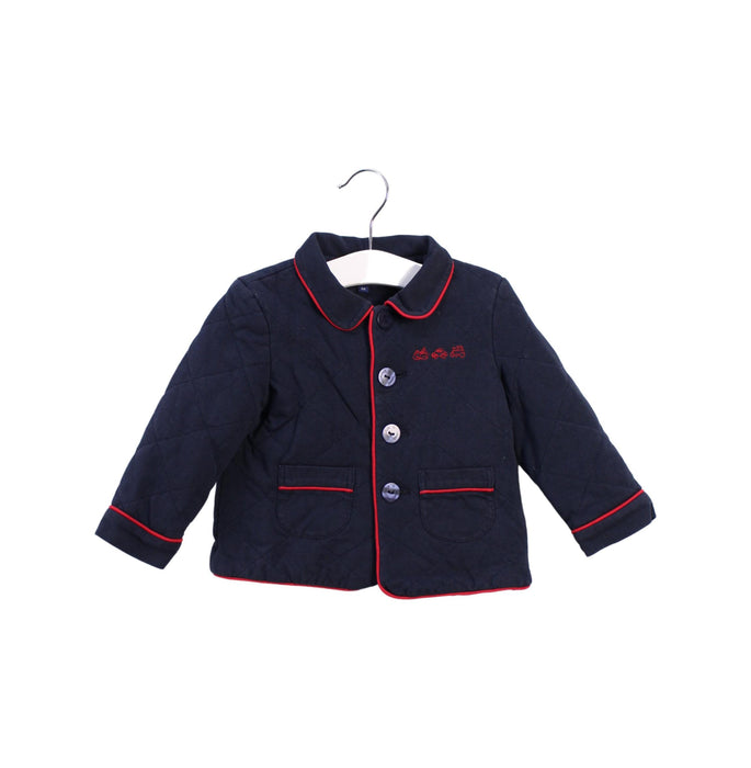 A Navy Puffer/Quilted Jackets from Nicholas & Bears in size 3-6M for boy. (Front View)