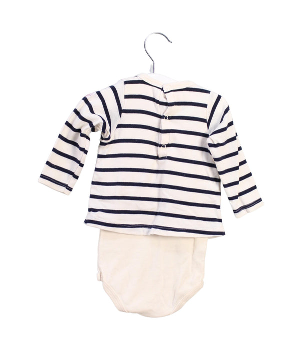 A Ivory Long Sleeve Bodysuits from Petit Bateau in size 3-6M for girl. (Back View)