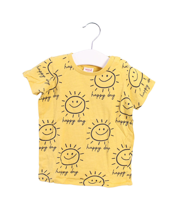 A Yellow Short Sleeve T Shirts from Seed in size 3-6M for boy. (Front View)