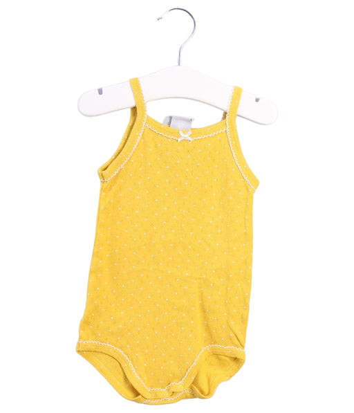 A Yellow Sleeveless Bodysuits from Petit Bateau in size 6-12M for girl. (Front View)