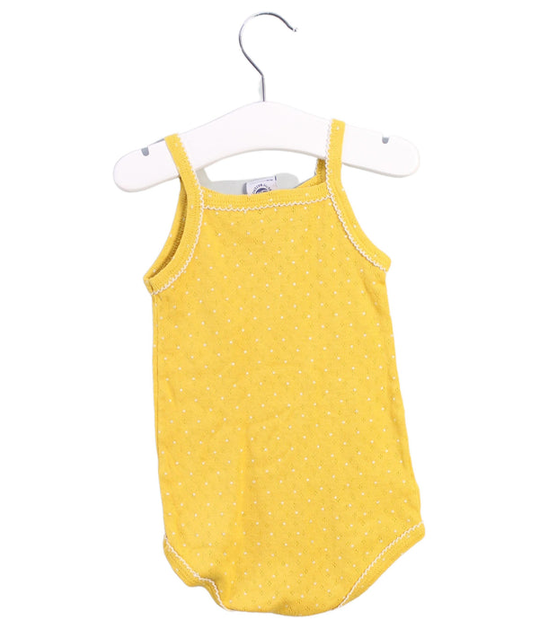 A Yellow Sleeveless Bodysuits from Petit Bateau in size 6-12M for girl. (Back View)