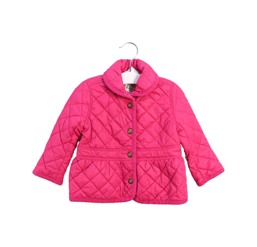 A Pink Puffer/Quilted Jackets from Ralph Lauren in size 6-12M for girl. (Front View)