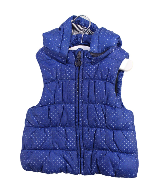 A Blue Outerwear Vests from Petit Bateau in size 0-3M for girl. (Front View)