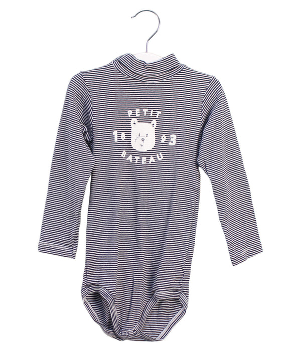 A Navy Long Sleeve Bodysuits from Petit Bateau in size 18-24M for neutral. (Front View)