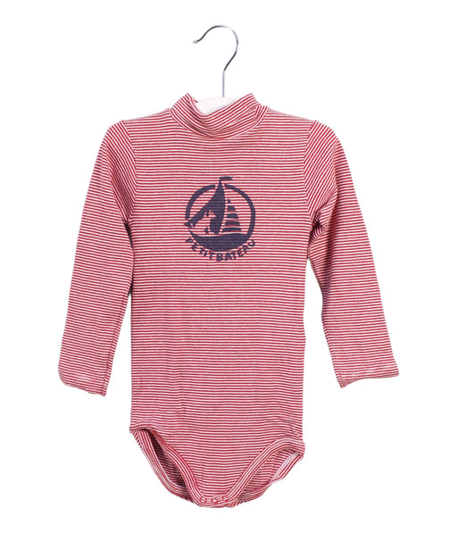 A Red Long Sleeve Bodysuits from Petit Bateau in size 18-24M for boy. (Front View)