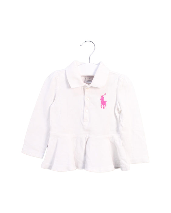 A White Long Sleeve Polos from Ralph Lauren in size 12-18M for girl. (Front View)