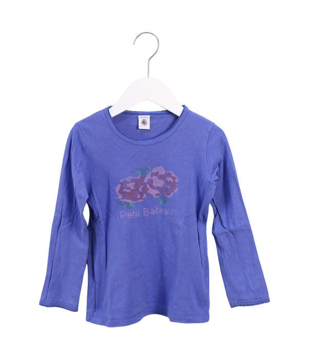 A Purple Long Sleeve Tops from Petit Bateau in size 6T for girl. (Front View)