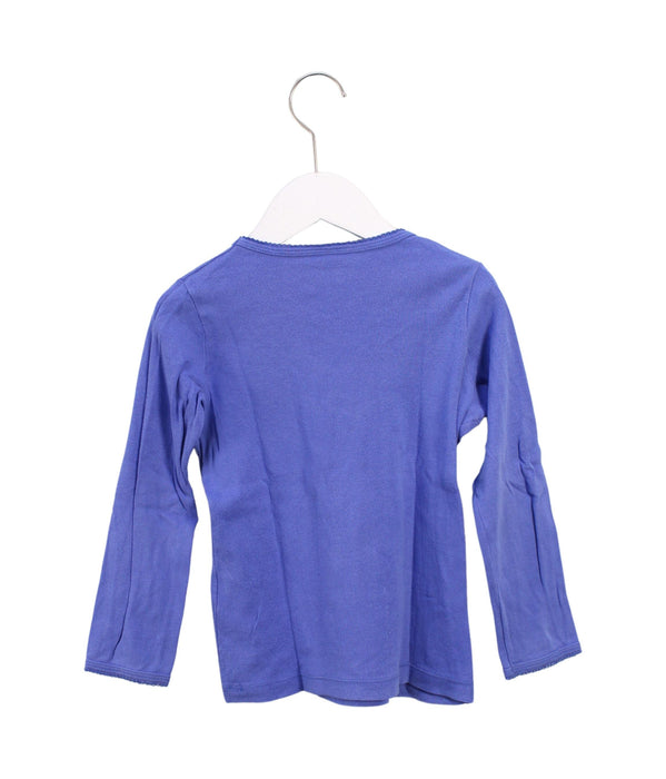 A Purple Long Sleeve Tops from Petit Bateau in size 6T for girl. (Back View)