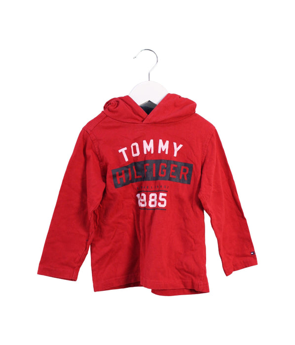 A Red Hooded Sweatshirts from Tommy Hilfiger in size 3T for boy. (Front View)