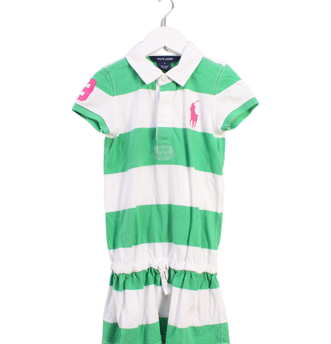 A Green Short Sleeve Dresses from Ralph Lauren in size 5T for girl. (Front View)