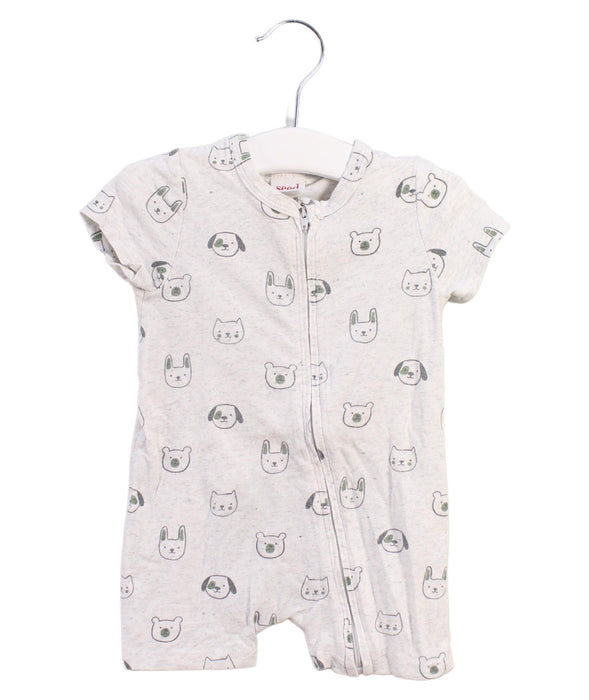 A Grey Short Sleeve Rompers from Seed in size 3-6M for boy. (Front View)