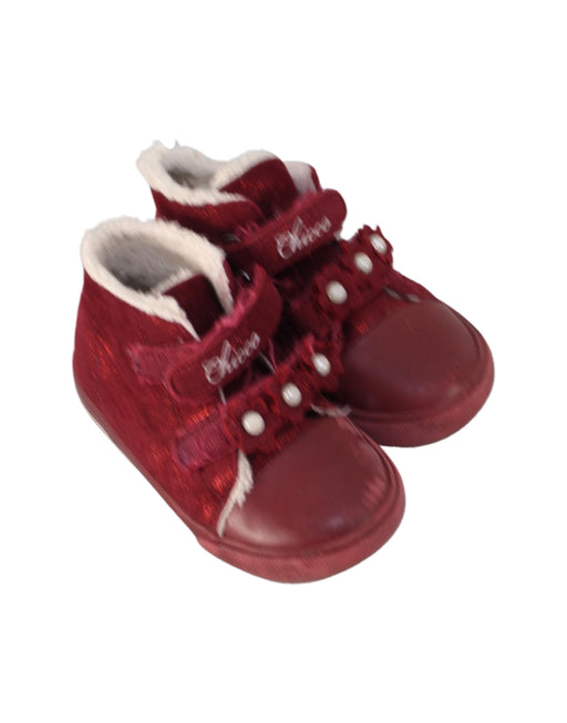 A Burgundy Sneakers from Chicco in size 18-24M for girl. (Front View)