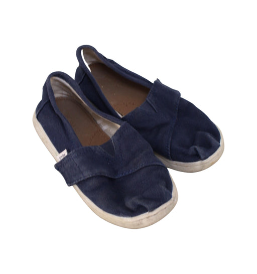 A Navy Slip Ons from Toms in size 5T for boy. (Front View)