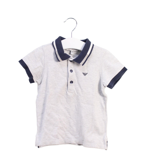 A White Short Sleeve Polos from Armani in size 2T for boy. (Front View)