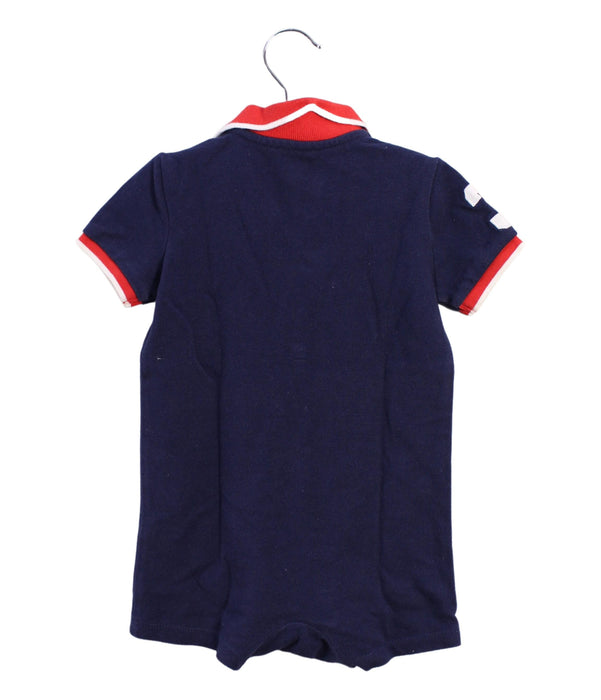 A Navy Short Sleeve Rompers from Ralph Lauren in size 6-12M for boy. (Back View)