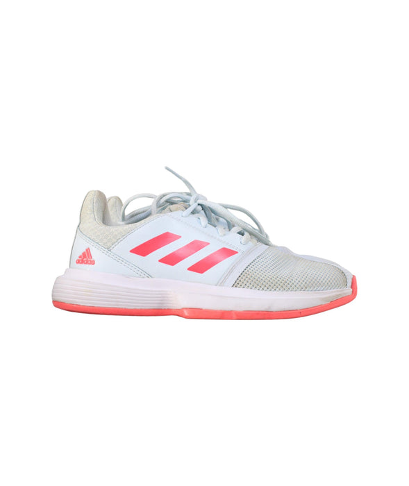 A Blue Sneakers from Adidas in size 10Y for girl. (Back View)