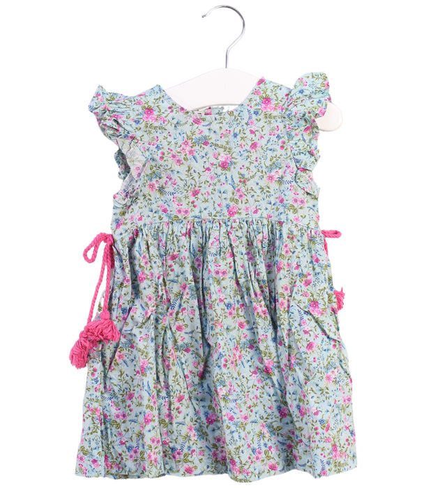 A Blue Short Sleeve Dresses from Rose et Théo in size 6-12M for girl. (Front View)