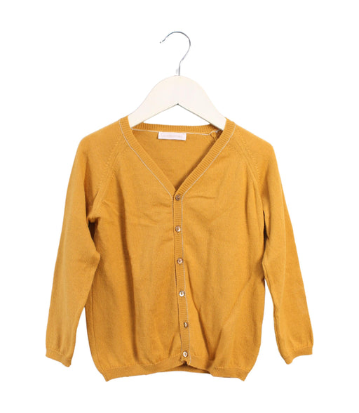 A Yellow Cardigans from Les Enfantines in size 4T for girl. (Front View)