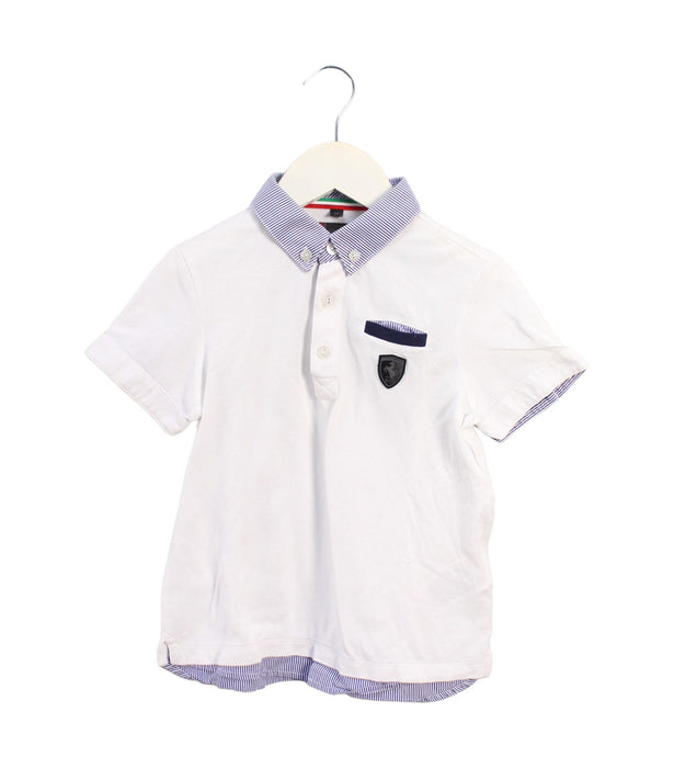 A White Short Sleeve Polos from Ferrari in size 5T for boy. (Front View)