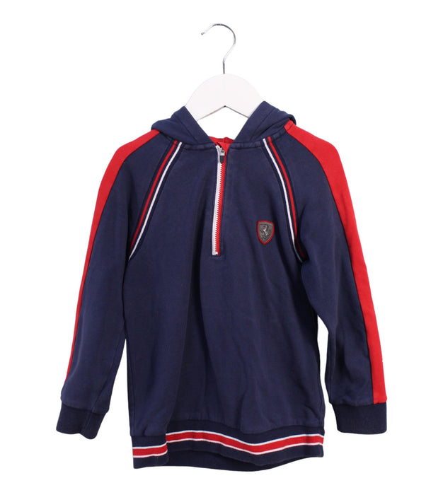 A Blue Zippered Sweatshirts from Ferrari in size 5T for boy. (Front View)