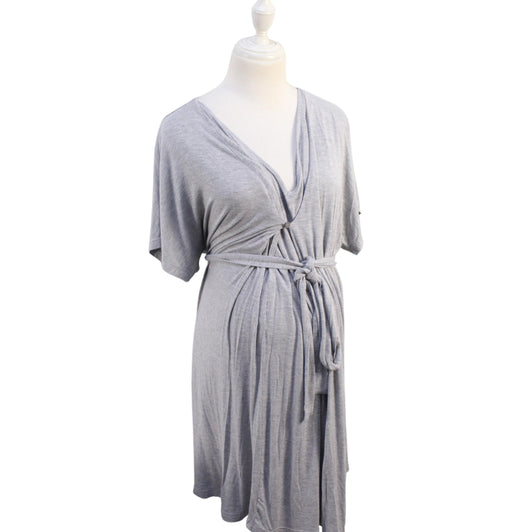 A Grey Short Sleeve Dresses from Seraphine in size S for maternity. (Front View)