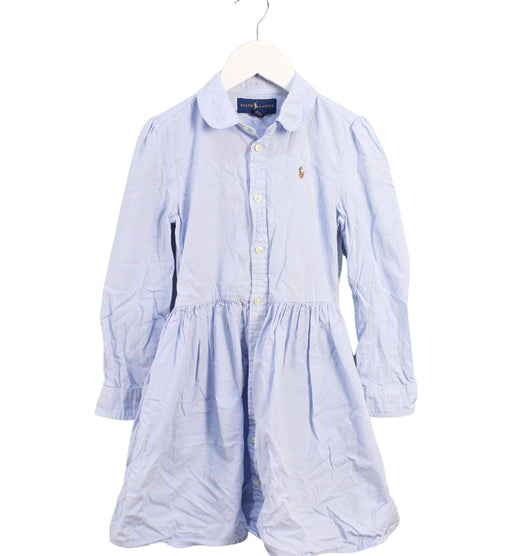 A Blue Long Sleeve Dresses from Ralph Lauren in size 6T for girl. (Front View)