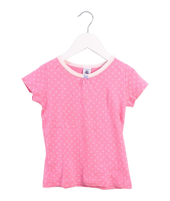 A Pink Pyjama Sets from Petit Bateau in size 4T for girl. (Front View)