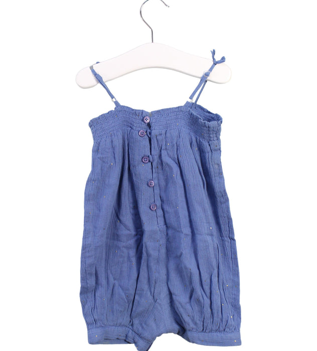 A Blue Sleeveless Rompers from Natalys in size 6-12M for girl. (Back View)