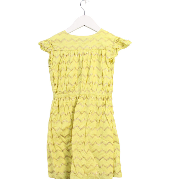 A Yellow Short Sleeve Dresses from Velveteen in size 5T for girl. (Back View)