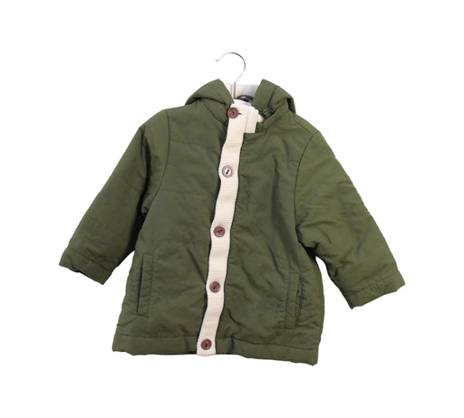 A Green Puffer/Quilted Jackets from Chickeeduck in size 18-24M for boy. (Front View)