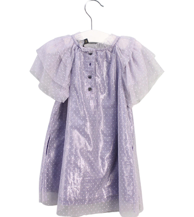 A Purple Short Sleeve Dresses from Velveteen in size 6-12M for girl. (Back View)