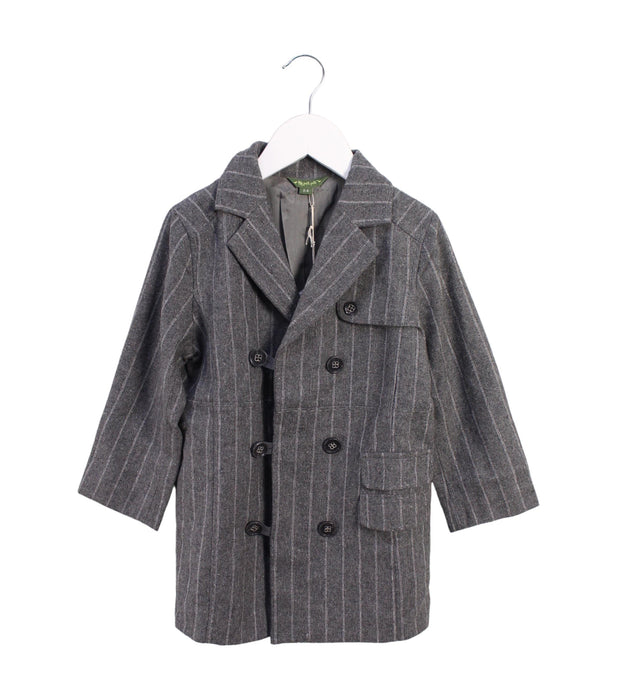 A Grey Coats from Le Petit Pois in size 3T for girl. (Front View)