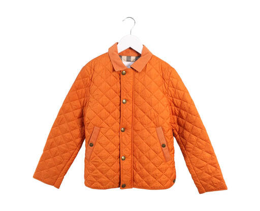 A Orange Puffer/Quilted Jackets from Burberry in size 8Y for girl. (Front View)