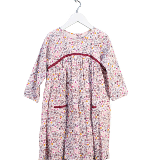 A Pink Long Sleeve Dresses from Velveteen in size 5T for girl. (Front View)