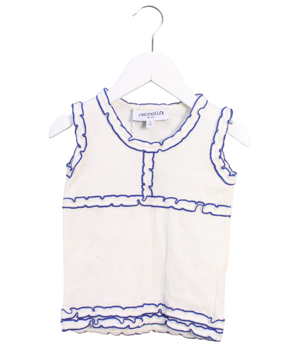 A Ivory Sleeveless Tops from Simonetta in size 5T for girl. (Front View)