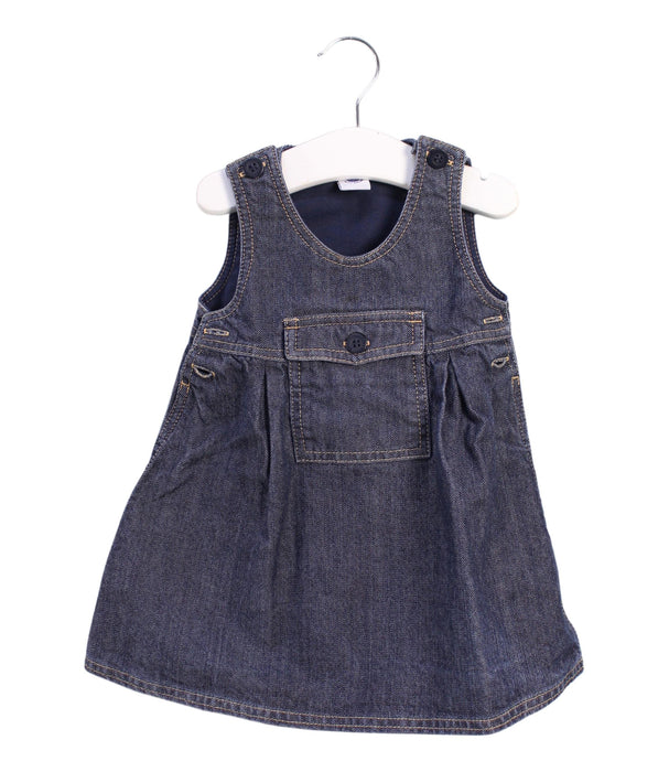 A Blue Sleeveless Dresses from Petit Bateau in size 6-12M for girl. (Front View)