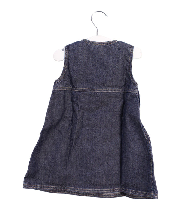 A Blue Sleeveless Dresses from Petit Bateau in size 6-12M for girl. (Back View)