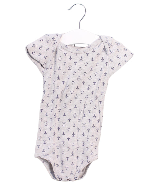 A Grey Short Sleeve Bodysuits from Petit Bateau in size 12-18M for girl. (Front View)
