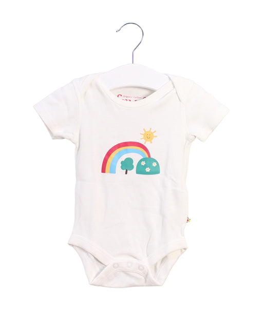 A White Short Sleeve Bodysuits from Frugi in size 0-3M for neutral. (Front View)