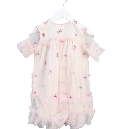 A Pink Short Sleeve Dresses from Velveteen in size 4T for girl. (Front View)